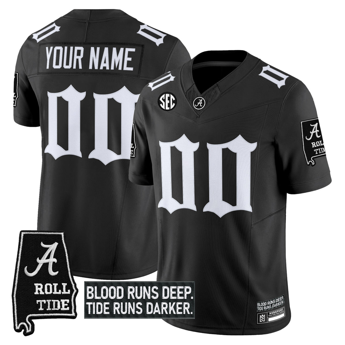 Alabama Crimson Tide 'Gothic Bama Blood Edition' Vapor Limited Custom Jersey - All Stitched